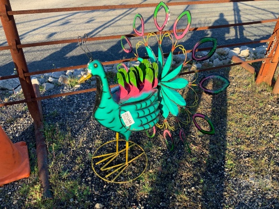 METAL PEACOCK W/ PIN WHEEL TAIL