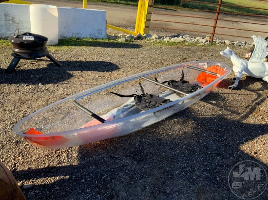 TRANSPARENT DOUBLE KAYAK, W/ PADDLES