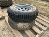 QTY OF (2) 205/75D14 TIRES/RIMS. 5 LUG