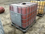 TOTE, CAGED, METAL PALLET, FOOD/BEVERAGE GRADE HOLDING TANK, W/ BOTTOM