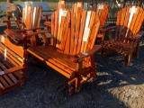 RED CEDAR AMISH BUILT DOUBLE GLIDER BENCH, W/ CUP HOLDERS