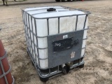 TOTE, CAGED, METAL PALLET, FOOD/BEVERAGE GRADE HOLDING TANK, W/ BOTTOM