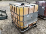 TOTE, CAGED, METAL PALLET, FOOD/BEVERAGE GRADE HOLDING TANK, W/ BOTTOM