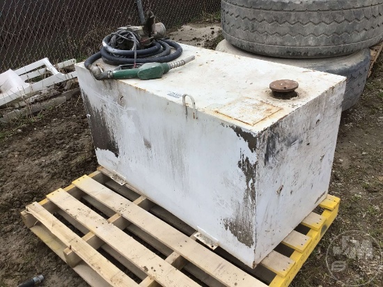 100 GALLON FUEL TANK W/PUMP & HOSE, 45"X23"X2'