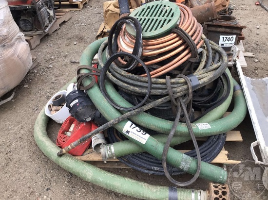 QTY OF VARIOUS SIZE HOSES AND DRAIN COVERS