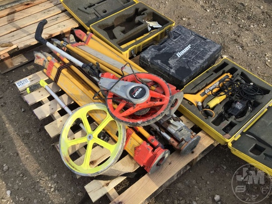 PALLET OF LEVELERS/MAHNETIC LOCATORS & MEASURING WHEELS