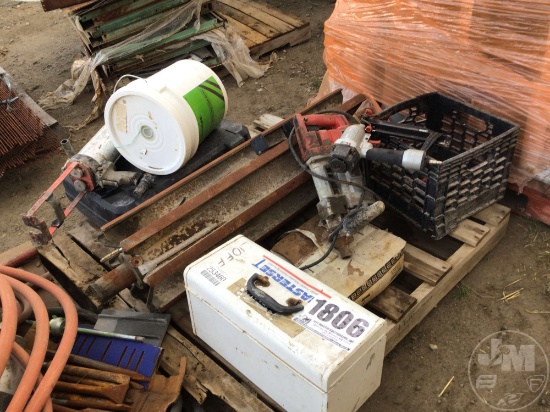 PALLET OF PNEUMATIC FASTNER GUNS, DRILL & TOOL BOXES