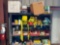 QTY (2) RACKS W/ MISC PIPE IDENTIFIER STICKERS,CAUTION TAPE,TAGS, HOOKS