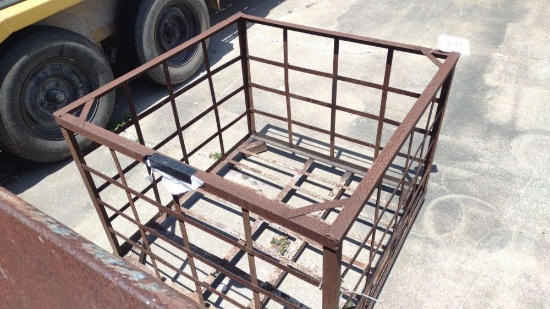 METAL STORAGE CRATE, 37" L X 37" W X 26"