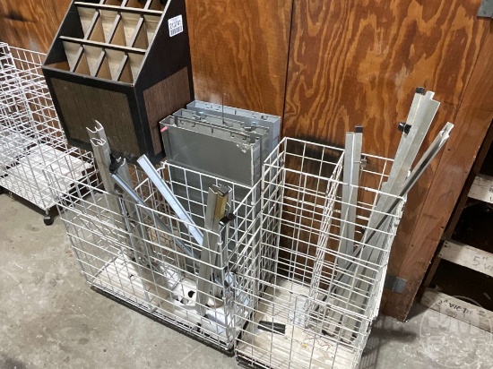 QTY OF (2) ROLLING STORAGE CARTS, (1) ROLL STORAGE STAND,