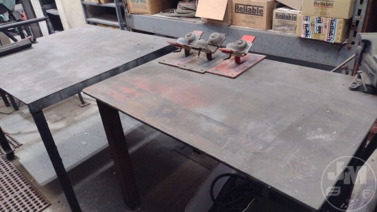 QTY OF (2) STEEL SHOP TABLES, (1) 48.5" L X