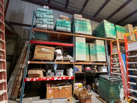 7-SECTION PALLET RACKING STORAGE SHELVES, 42" DEPTH, ***CONTENTS NOT INCLUDED***,