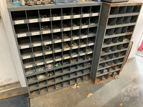 QTY OF (2) METAL BOLT BIN STORAGE UNITS W/ CONTENTS,