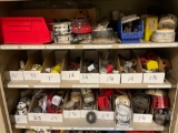MISC HOLE SAWS,DRILL BITS,WIRE WHEELS,DROP LIGHTS,PIPE RENCH HEADS, *** CABINET