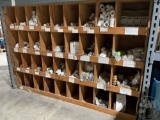 MISC PVC FITTINGS W/ WOODEN SHELF