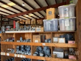 MISC SIZE PVC PIPE FITTINGS,90S,TEES,FLANGES,COLLERS,VALVES, & DOUBLE UNIONS