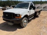 2000 FORD F-350 VIN: 1FDWF37S0YED22343 REGULAR CAB 4X4 FLATBED TRUCK