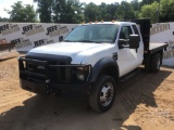 2008 FORD F-550 VIN: 1FDAX57R68EE21894 EXTENDED CAB 4X4 FLATBED TRUCK