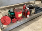 OILY WASTE CAN, FUNNELS, OIL CHANGE CONTAINERS, FIRE EXTINGUUISHERS MOP