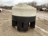 750 GALLON CONE BOTTOM POLY TANK ON POLY STAND, WAS