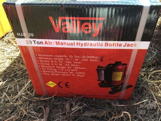 VALLEY 20 TON AIR/MANUAL HYDRAULIC BOTTLE JACK