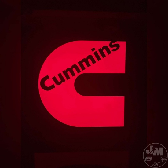 CUMMINS SINGLE SIDED LIGHT-UP SIGN, APPROXIMATELY 24”...... ACROSS BY 24”......