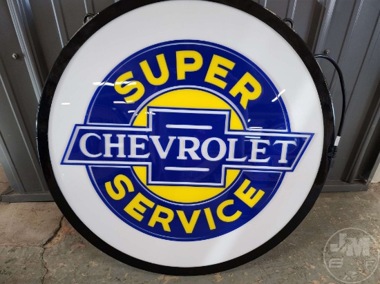 CHEVROLET SUPER SERVICE ROUND LIGHT UP SIGN