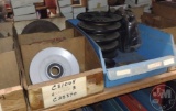 QTY OF MISC PARTS, PULLEY WHEELS, ETC