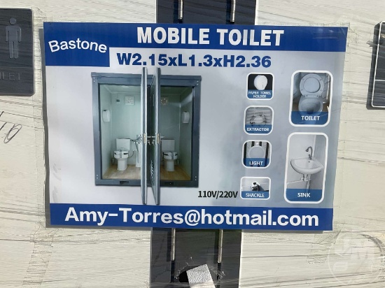 (UNUSED) W2.15XL1.3H2.36 MOBILE TOILET, 110V/220V TOILETS W/T DOUBLE DOORS AND