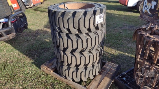 QTY (4) SOLID 12-16.5 TIRES W/ RIMS