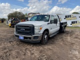 2015 FORD F-350 SINGLE AXLE CREW CAB FLATBED TRUCK VIN: 1FD8W3GT6FEA28914