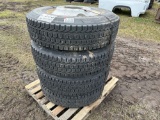 QTY 4 TIRES AND RIMS 295/75R22.5