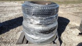 QTY OF (4) LEOPARD 10.00-20 TIRES, W/ WHEELS