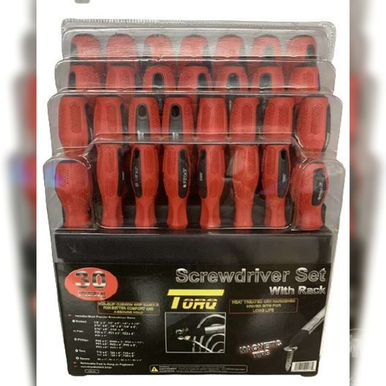 30 PC TORQ SCREWDRIVER SET W/ STORAGE RACK