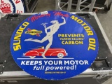 30”...... SUNCO DOUBLE SIDED SIGN “......SUNCO MERCURY MAKE MOTOR OIL“......
