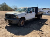 2004 FORD F-450 SUPER DUTY SINGLE AXLE CREW CAB FLATBED TRUCK VIN: 1FDXW46PX4EC07119