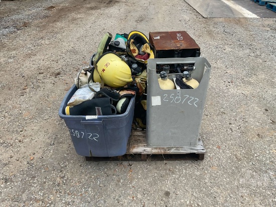 PALLETOF FIRE GEAR, CABINET, BOOTS AND BOTTLES