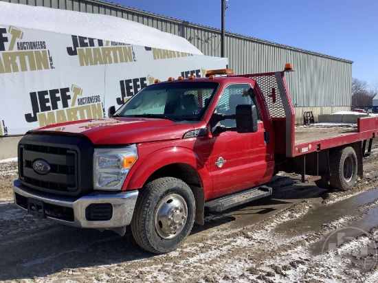 2012 FORD F-350 SINGLE AXLE REGULAR CAB FLATBED TRUCK VIN: 1FDRF3GT2CEB44773