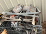 CRATE OF MISCELLANEOUS MATTS,GAS CANS, FAN,PEG HOOKS, PARTS