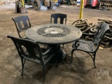 54”...... ROUND OUTDOOR TABLE W/ LAZY SUSAN, (4) CHAIRS