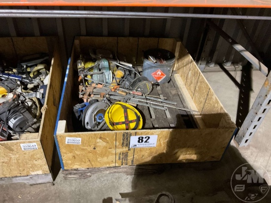 PALLET BOX OF SAW, FALL ARRESTOR, AND CLAMPS