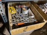 PALLET BOX OF CLAMPS, HARNESSES, AND TOOLS