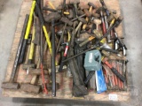 PALLET OF HAMMERS,AND MISC TOOLS