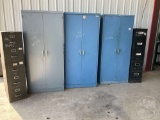 QTY (3) STORAGE CABINETS & (2) FILING CABINETS