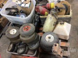 GRINDER PARTS,W/T WHEELS, FUEL CAN, AND MISC PARTS