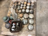 PALLET OF VARIOUS SIZE PIPE CAPS, AND HOLE DOZERS