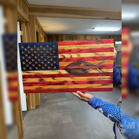 WOODEN AMERICAN FLAG 24" X 14"- ONE OF THE ORIGINALS-