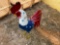2FT METAL RED WHITE AND BLUE ROOSTER