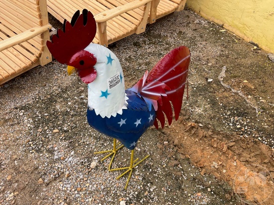 2FT METAL RED WHITE AND BLUE ROOSTER
