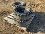 QTY OF (4) SKID STEER TIRES W/ WHEELS